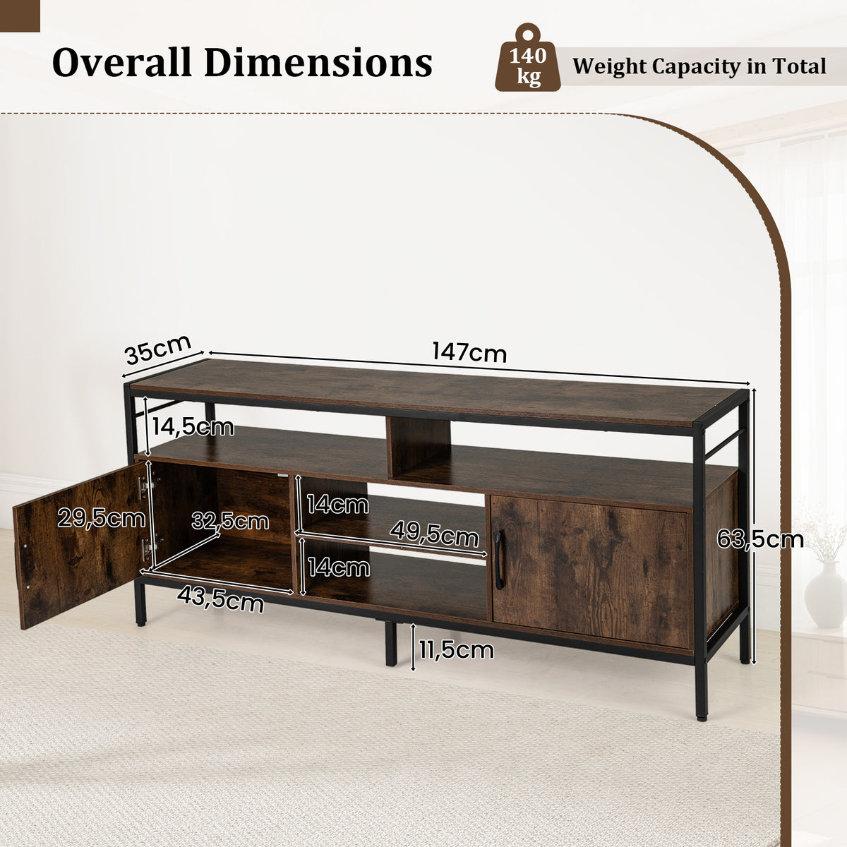 Giantex TV Stand for TVs up to 65”, 147cm TV Console Table