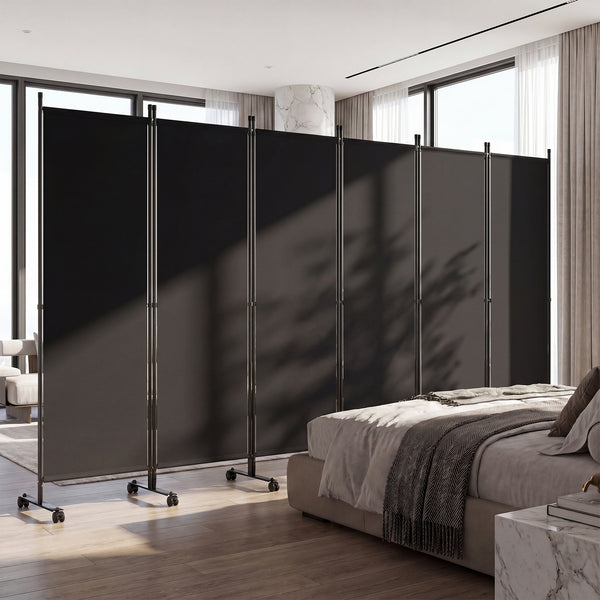 Giantex 6-Panel Folding Room Divider, 1.72m Rolling Privacy Screen with Lockable Wheels
