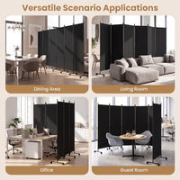 Giantex 6-Panel Folding Room Divider, 1.72m Rolling Privacy Screen with Lockable Wheels