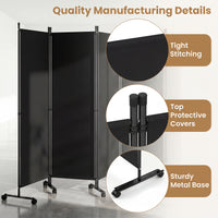 Giantex 6-Panel Folding Room Divider, 1.72m Rolling Privacy Screen with Lockable Wheels