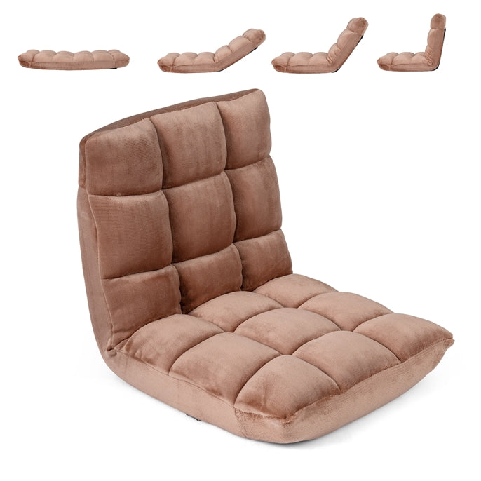 Giantex Adjustable 14-Position Floor Chair, Folding Couch Recliner with Soft Flannel Cover