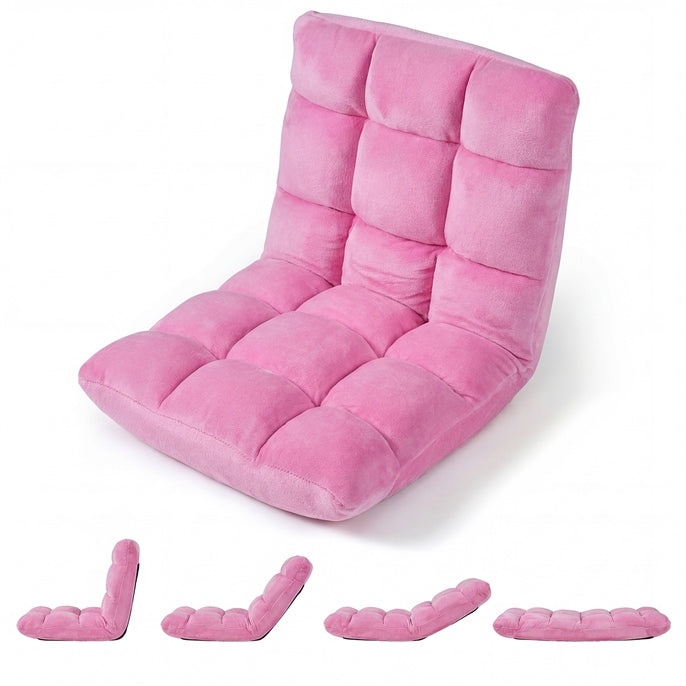 Giantex Adjustable 14-Position Floor Chair, Folding Couch Recliner with Soft Flannel Cover