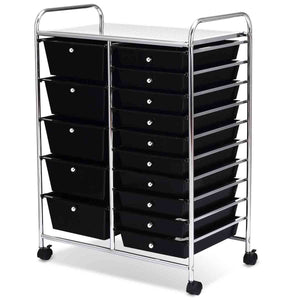 15-Drawer Rolling Storage Drawer Cart, Tools Scrapbook File Paper Craft Organizer Cart w/ Wheels