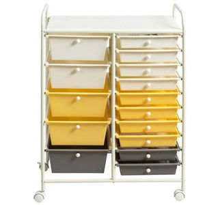 15-Drawer Rolling Storage Drawer Cart, Tools Scrapbook File Paper Craft Organizer Cart w/ Wheels