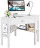 Giantex Wood Corner Computer Desk, Compact Writing Table w/Drawer & Shelves