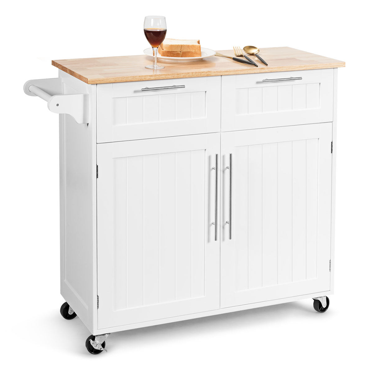 Giantex Kitchen Island Cart with Side Towel Bar