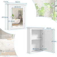 Bathroom Cabinet W/Mirror, Mirror Cabinet W/5-level Height-Adjustable Shelf, Wood Wall Cabinet