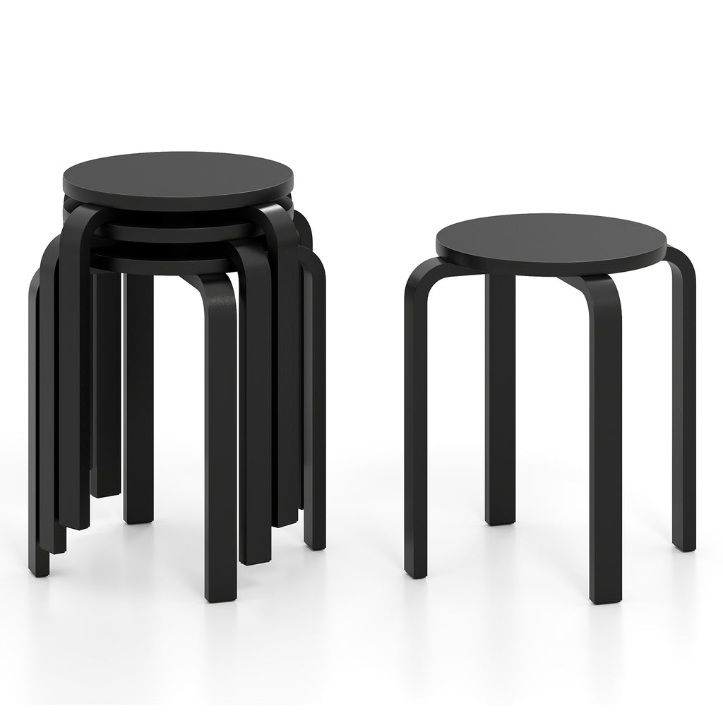 Giantex Set of 4 Round Stackable Wood Dining Stools - GiantexAU ...