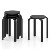 Set of 4 Round Stacking Stools, Solid Wood Dining Room Stool