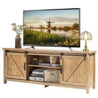 Giantex TV Stand for 65” Television, 2 Center Compartments & 2 Cabinets, Wooden TV Cabinet