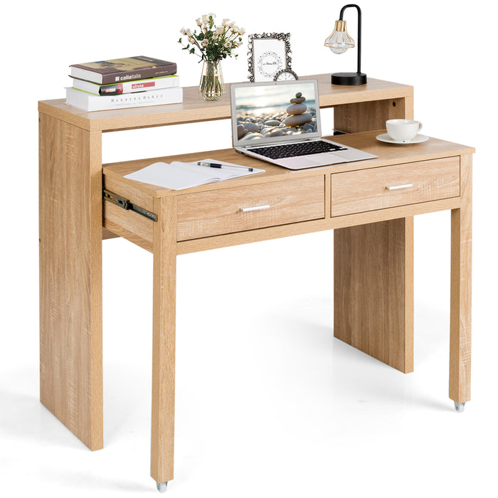 Giantex 100 CM Computer Desk, Modern Study Desk Working Table with Large Extendable Desktop