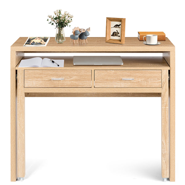 Giantex 100 CM Computer Desk, Modern Study Desk Working Table with Large Extendable Desktop