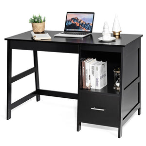 Computer Desk, Wooden Writing Table, Modern Home Office Desk with Footrest