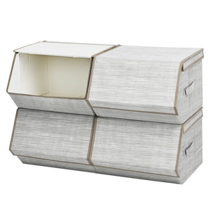 Giantex Stackable Storage Bins Set of 4, Foldable Non-woven Fabric Storage Box with Magnetic Secured Lids