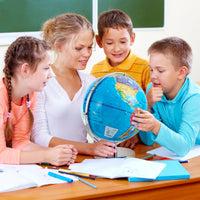 Illuminated World Globe w/ Stand, 33cm/13” Desktop Globe w/ LED Light & Clear Map