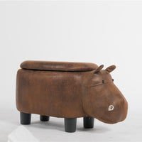 Giantex Storage Footrest Ottoman, Cute Animal Footstool, Hippo Upholstered Storage Ottoman w/Suede Fabric