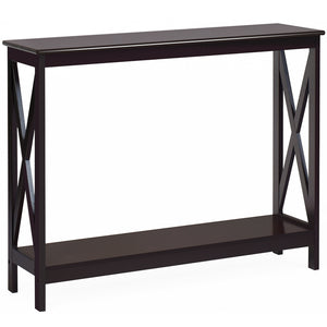 Giantex Industrial 3-Tier Console Table, Rustic Sofa Side Table with Storage Shelf