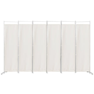 6 Panel Room Divider, 300x180CM Folding Privacy Screen with Steel Frame & Fabric Surface