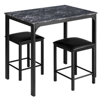 3 Pcs Dining Table and Chairs Set Modern Kichten Table w/Faux Marble Tabletop 2 Chairs Contemporary