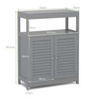 Bathroom Floor Cabinet, Wooden Storage Cabinet with Double Shutter Door & Adjustable Shelf