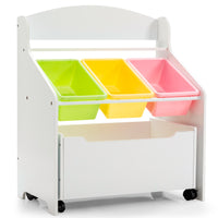 Kids Wooden Storage Cabinet with Rolling Casters