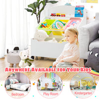 Kids Wooden Storage Cabinet with Rolling Casters
