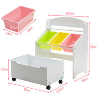 Kids Wooden Storage Cabinet with Rolling Casters