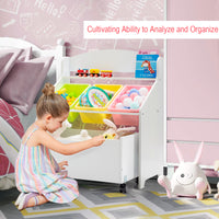 Kids Wooden Storage Cabinet with Rolling Casters
