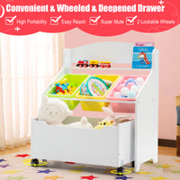 Kids Wooden Storage Cabinet with Rolling Casters