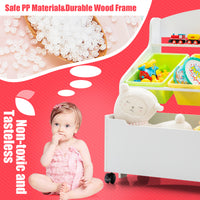Kids Wooden Storage Cabinet with Rolling Casters