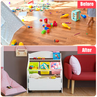 Kids Wooden Storage Cabinet with Rolling Casters