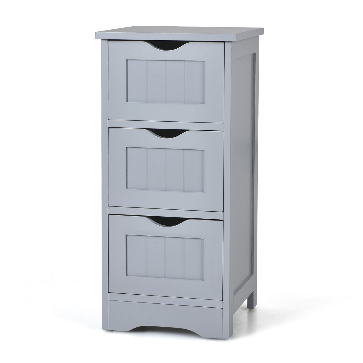 Giantex Bathroom Floor Cabinet, Side Storage Organizer Cabinet with 3 Drawers, Anti-Toppling Kit, White