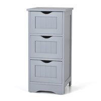 Giantex Bathroom Floor Cabinet, Side Storage Organizer Cabinet with 3 Drawers, Anti-Toppling Kit, White