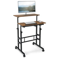 Giantex Mobile Stand up Computer Desk, Rolling Standing Laptop Cart with 2 Tilting Desktops