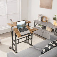 Giantex Mobile Stand up Computer Desk, Rolling Standing Laptop Cart with 2 Tilting Desktops