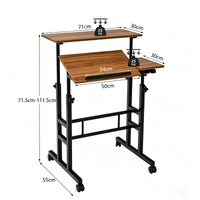 Giantex Mobile Stand up Computer Desk, Rolling Standing Laptop Cart with 2 Tilting Desktops