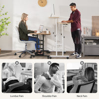 Giantex Mobile Stand up Computer Desk, Rolling Standing Laptop Cart with 2 Tilting Desktops