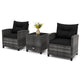 3 Pieces Patio Rattan Sofa Set with Soft Seat for Poolside & Backyard