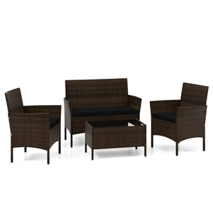 4PCS Outdoor Furniture Setting Garden Patio Wicker Dining Lounge Set Table Chair