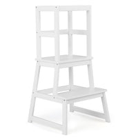 2-in-1 Wooden Kids Kitchen Step Stool with Safety Rails