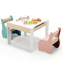 4-in-1 Wooden Kids Activity Table and Chair Set for Drawing and Studying