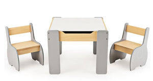 4-in-1 Wooden Kids Activity Table and Chair Set for Drawing and Studying