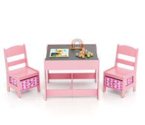 3-In-1 Kids Multi Activity Table & 2 Chairs Set for Toddlers