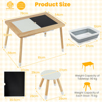 Kid's Table and Chairs Set with Detachable Double-Sided Tabletops