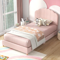 Upholstered Platform Bed Frame w/ Height-Adjustable Padded Headboard