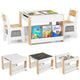 4-in-1 Kids Wooden Activity Table with Reversible Blackboard and Bookshelves