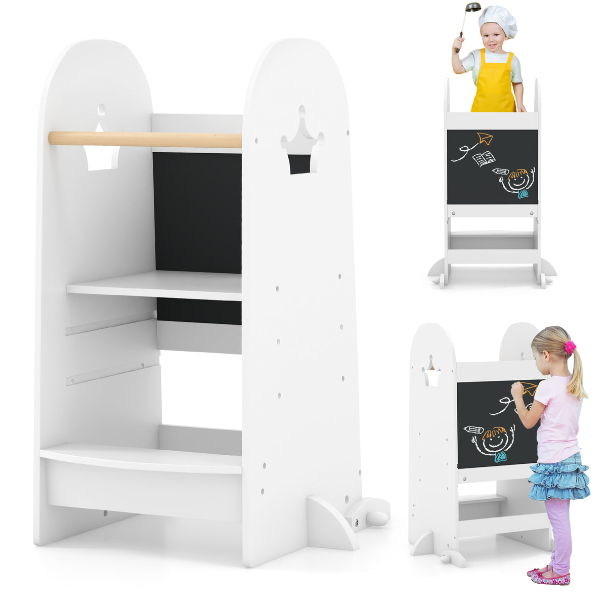 Toddler Tower, Multipurpose Wooden Kids Kitchen Tower