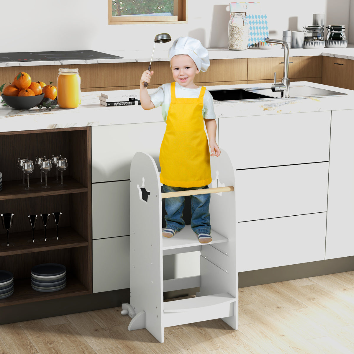 Toddler Tower, Multipurpose Wooden Kids Kitchen Tower