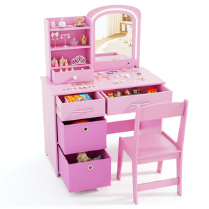 Kids Vanity Set with 2 Color Lighted Mirror