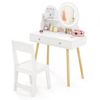 Kids Vanity Set, Princess Dressing Table with Chair